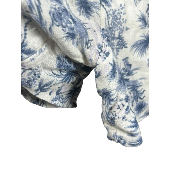 Abercrombie & Fitch Linen Blend Shorts M Blue Toile Tropical Print‎ Resort Beach - Picture 5 of 11
